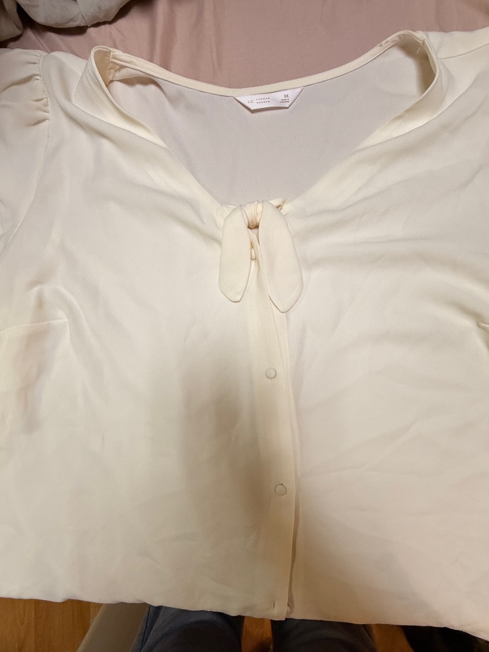 NWOT LC Lauren Conrad Cream Tie-Neck Blouse